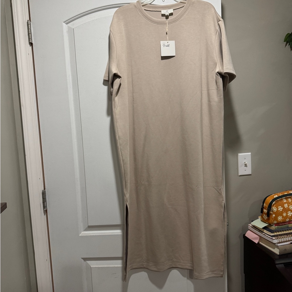Elegant Beige Midi Dress